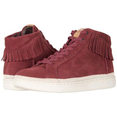 US 11 Ugg Cali Brecken Lace High Fringe Pinot Noir Suede Sneakers Boots Shoes