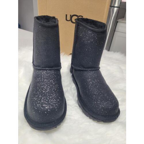 Ugg Black Classic Glitter Sparkle Short Boot 5 Kids/girl Winter Shoes