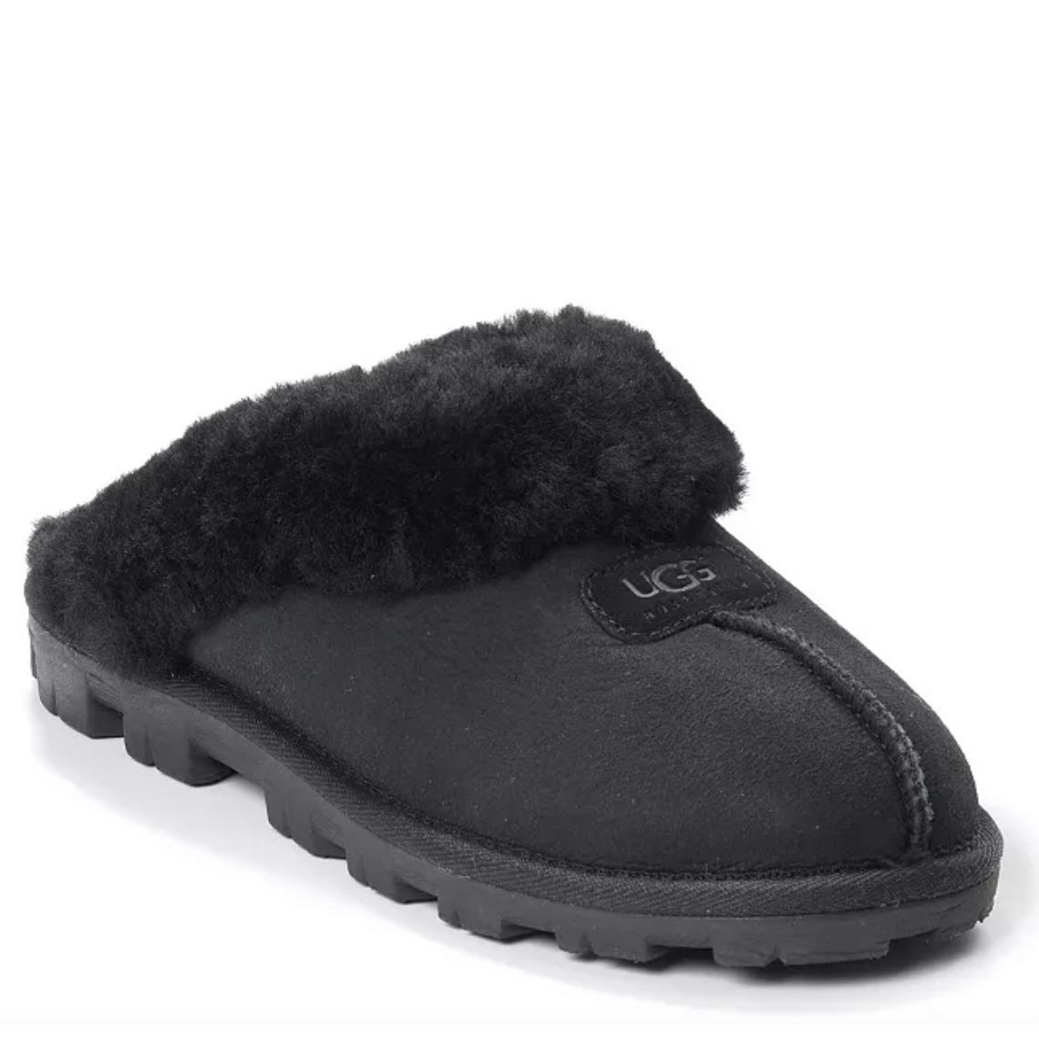 Women`s Size 6 Ugg Coquette Sheepskin Slide Slippers 5125 Black Uggs Shoes