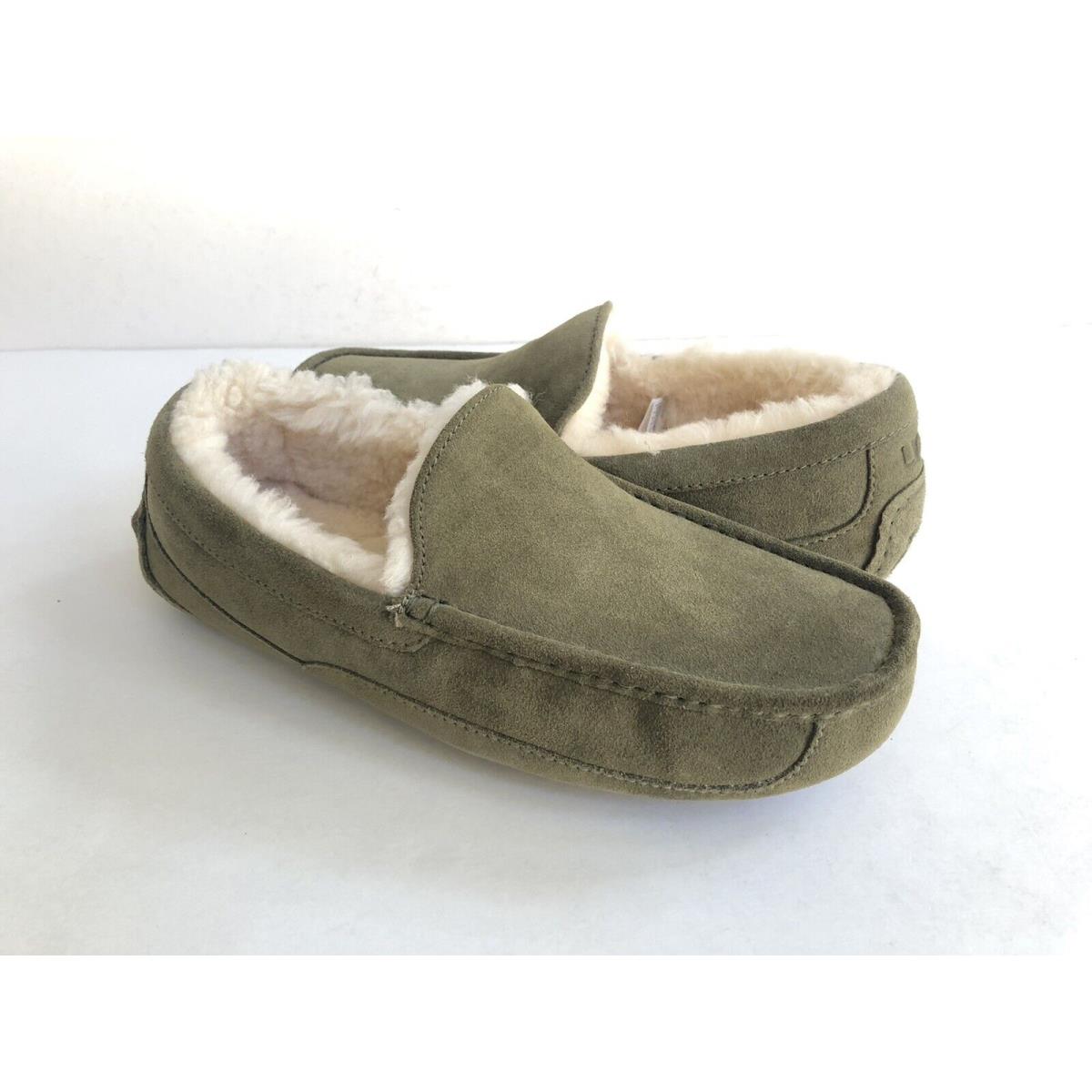 Ugg Ascot Moss Green Suede Shearling Lined Moccasin Shoe US 9 / EU 42 / UK 8