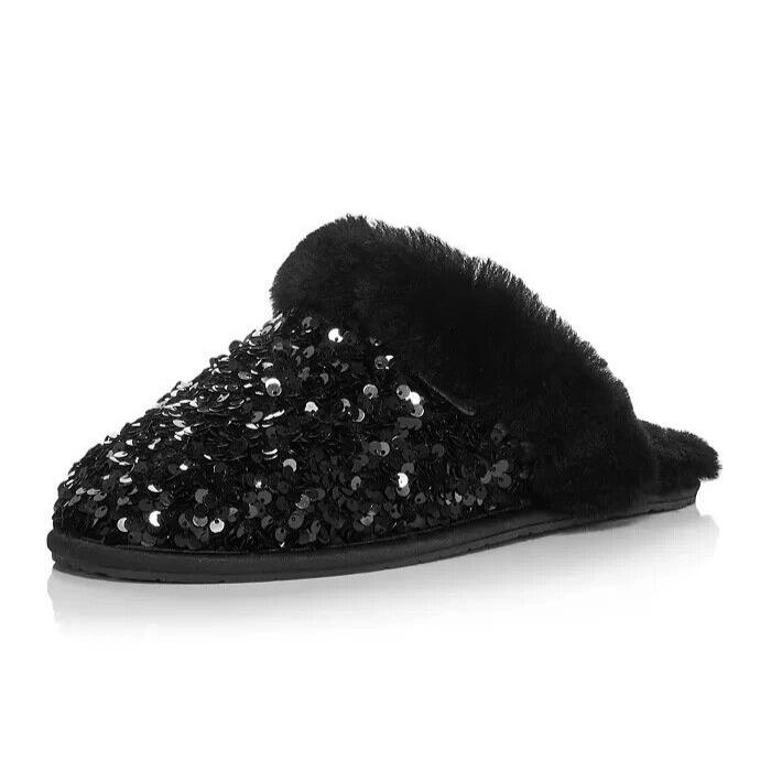 Ugg Women`s Sequin Scuffette Slipper Shoes Sheepskin Lining 6