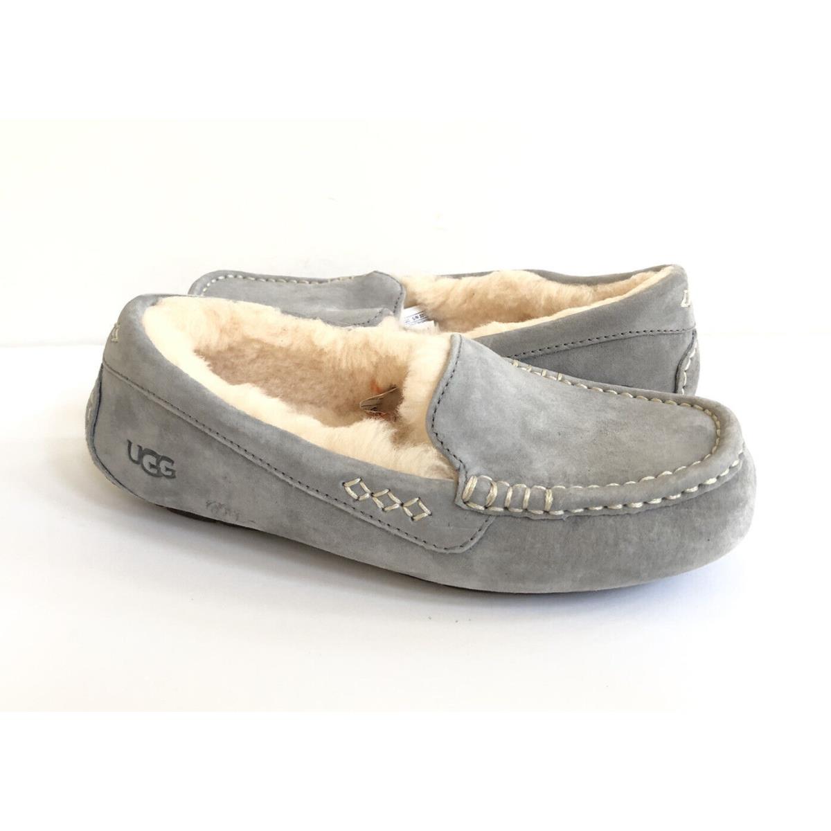 Ugg Ansley Light Grey Gray Shearling Lined Moccasin Shoe US 6 / EU 37 / UK 4