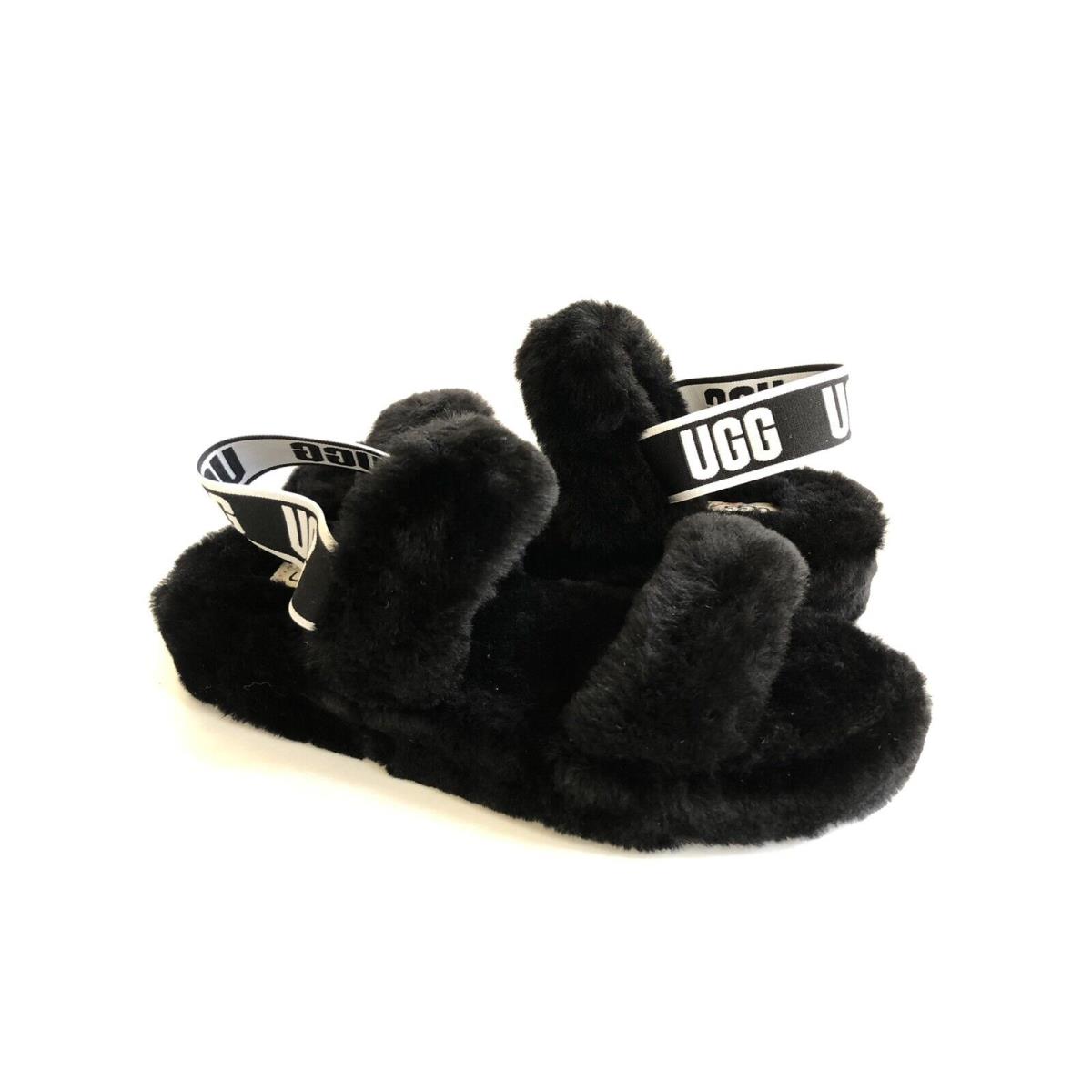 Ugg Fluff OH Yeah Slide Black Mocassin Slip ON Sandal US 6 / EU 37 / UK 4