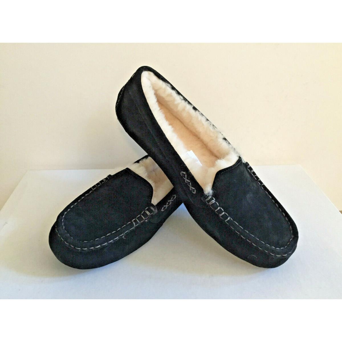 Ugg Ansley Black Shearling Lined Moccasin Shoes US 7 / EU 38 / UK 5.5