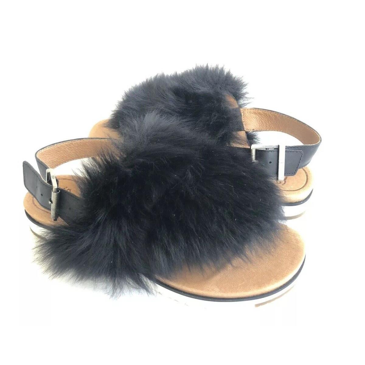 Ugg Holly Black Fluffy Sheepskins Strap Slippers US 6.5 / EU 37.5 / UK 4.5