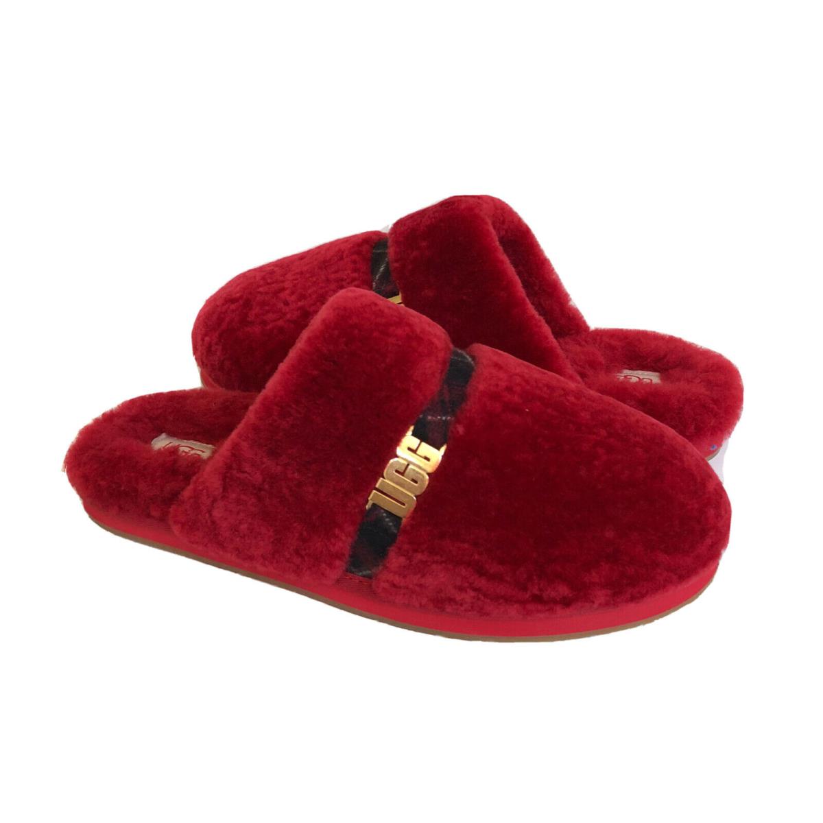 Ugg Dalla Plaid Ribbon Red Fluff Mocassin Slip ON Slippers US 12 / EU 43 / UK 10