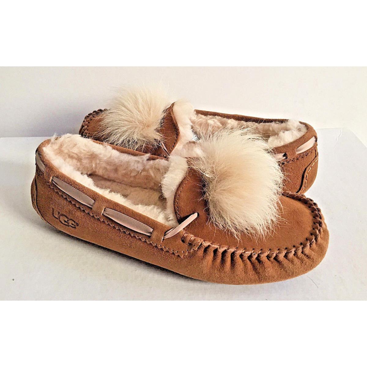 Ugg Dakota Pom Pom Chestnut Shearling Lined Slippers US 5 / EU 36 / UK 3.5