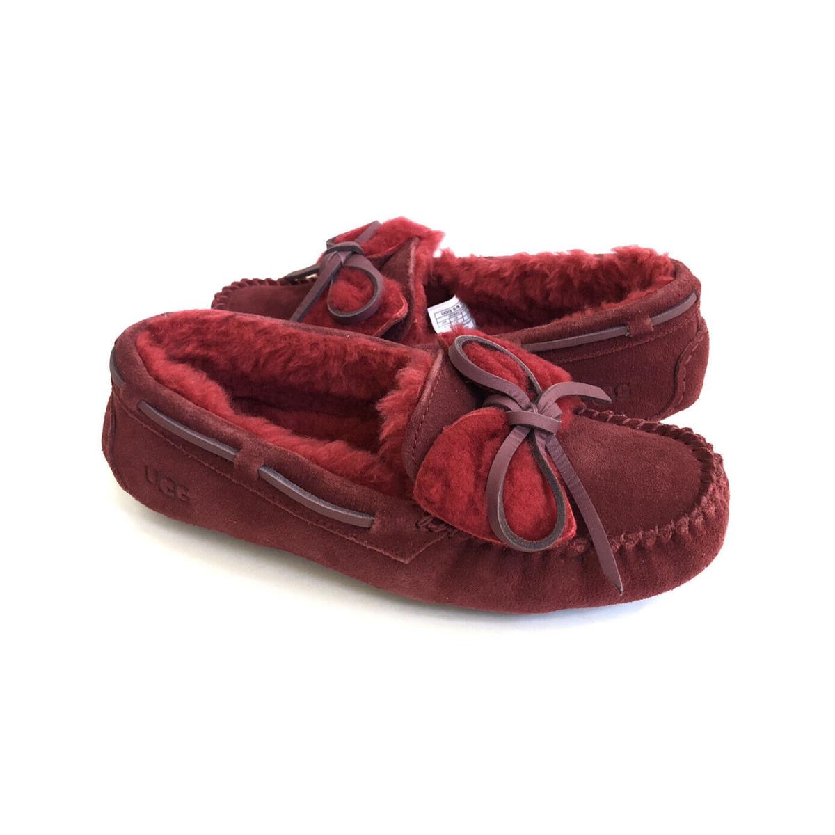 Ugg Dakota Double Bow Kiss Shearling Moccasin Slippers US 6 / EU 37 / UK 4