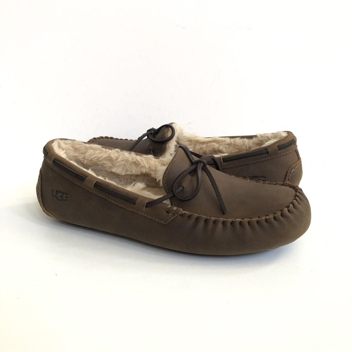 Ugg Olsen Leather Tan Shearling Lined Suede Moccasin Shoe US 10 / EU 43 / UK 9