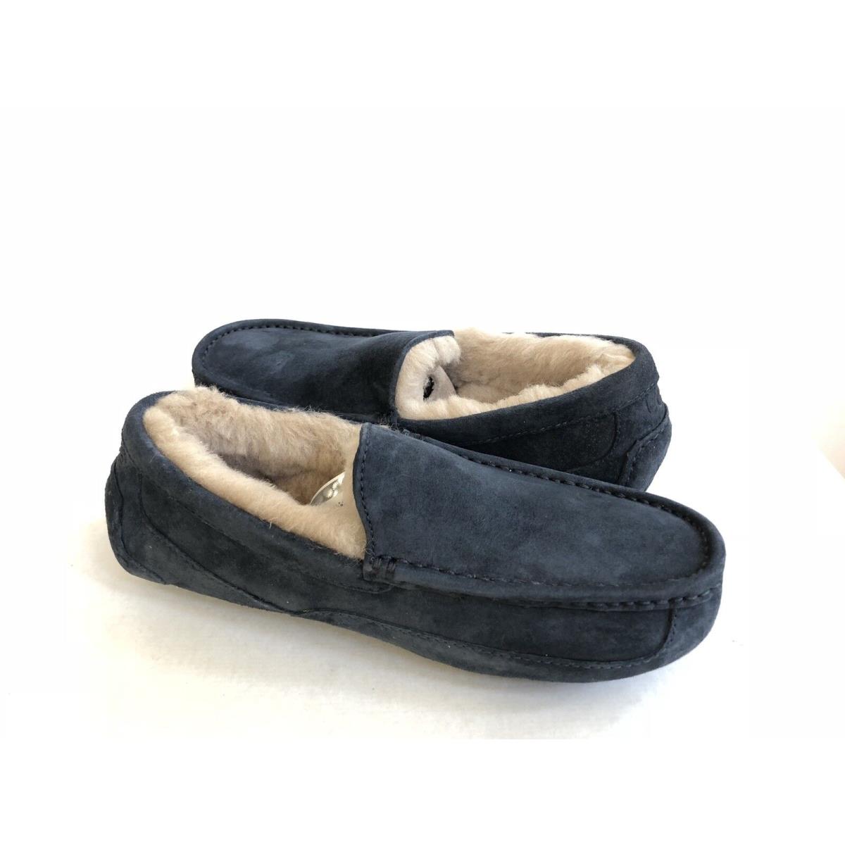 Ugg Ascot True Navy Suede Shearling Lined Moccasin Shoe US 8 3E / EU 41 / UK 7