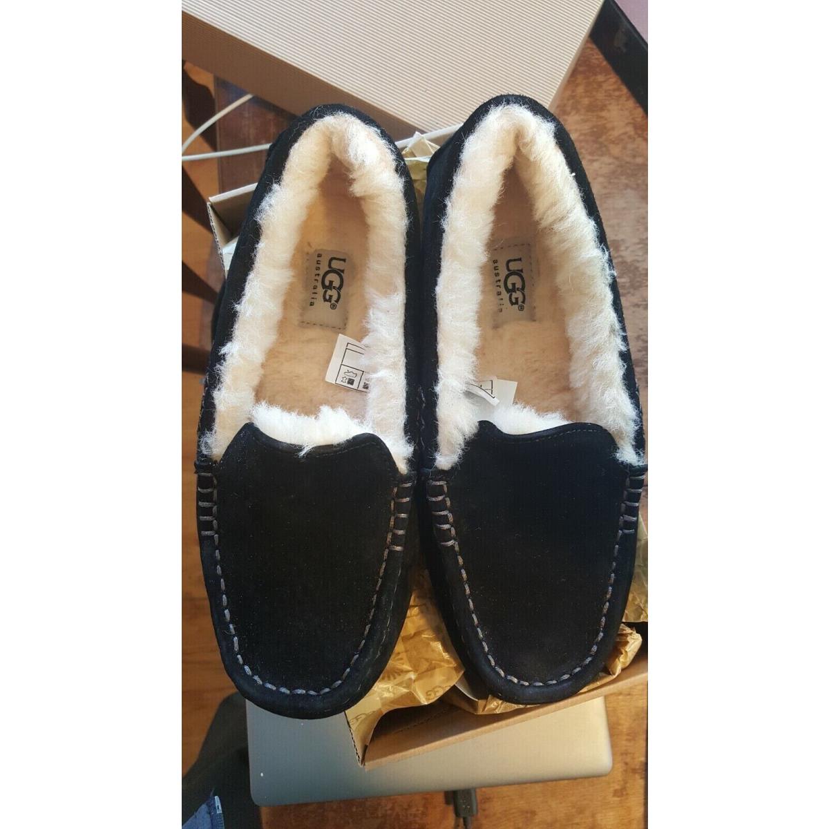 Ugg Ansley Black Suede Moccasins Slippers Shoe Size US 6 Women PC