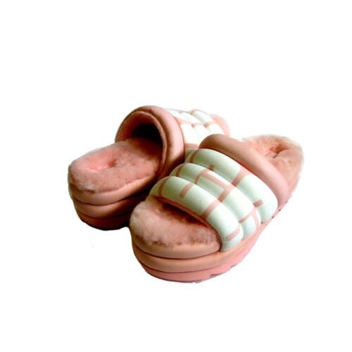 Ugg Maxi Slide Logo Women Shoe Pink Scallop US 7 /uk 5 /eu 38 /jp 24