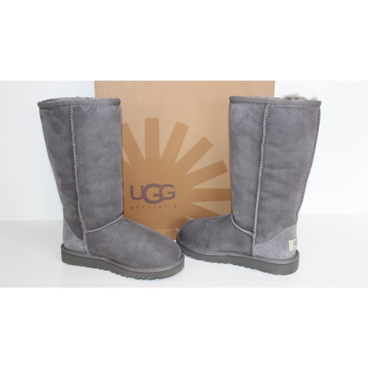 Ugg Australia 5229K GY13 Kids Classic Tall Suede Sheepskin Boots Shoes Grey 13