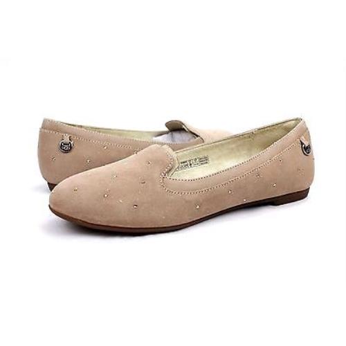 Ugg Australia Bentlie Diamond Quilt Natural Bling Suede Shoes Size 6.5 US