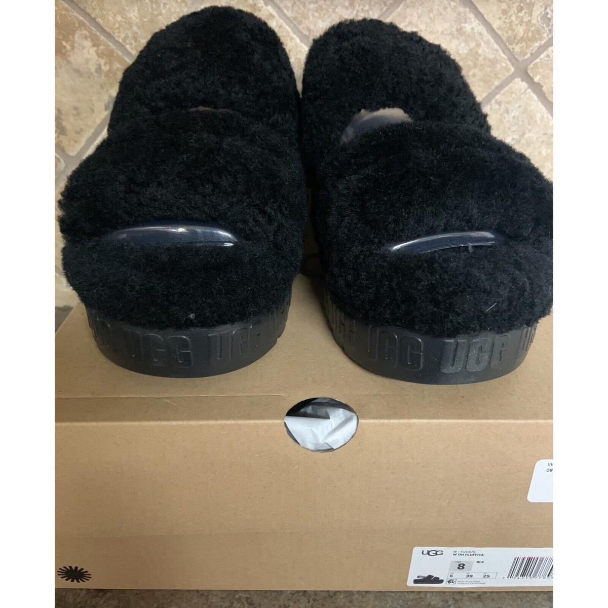 Ugg Soft Oh Fluffita Slide Slippers Women`s Shoes Sandal Black Size 8