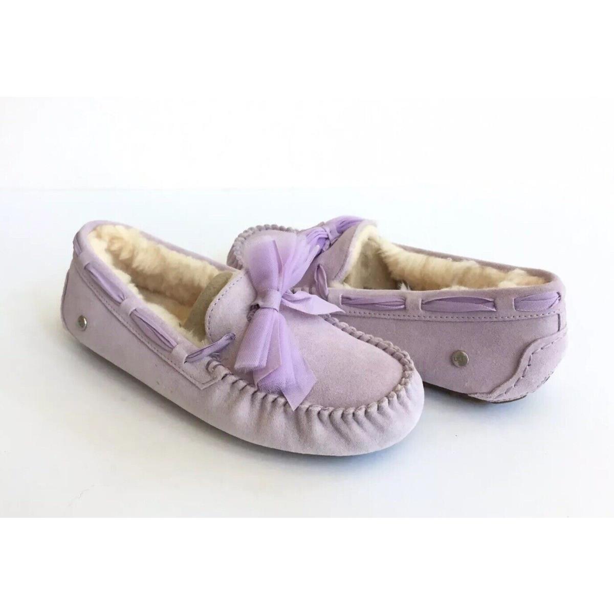 Ugg Dakota Tulle Bow Lavender Fog Shearling Lined Slipper US 7 / EU 38 / UK 5