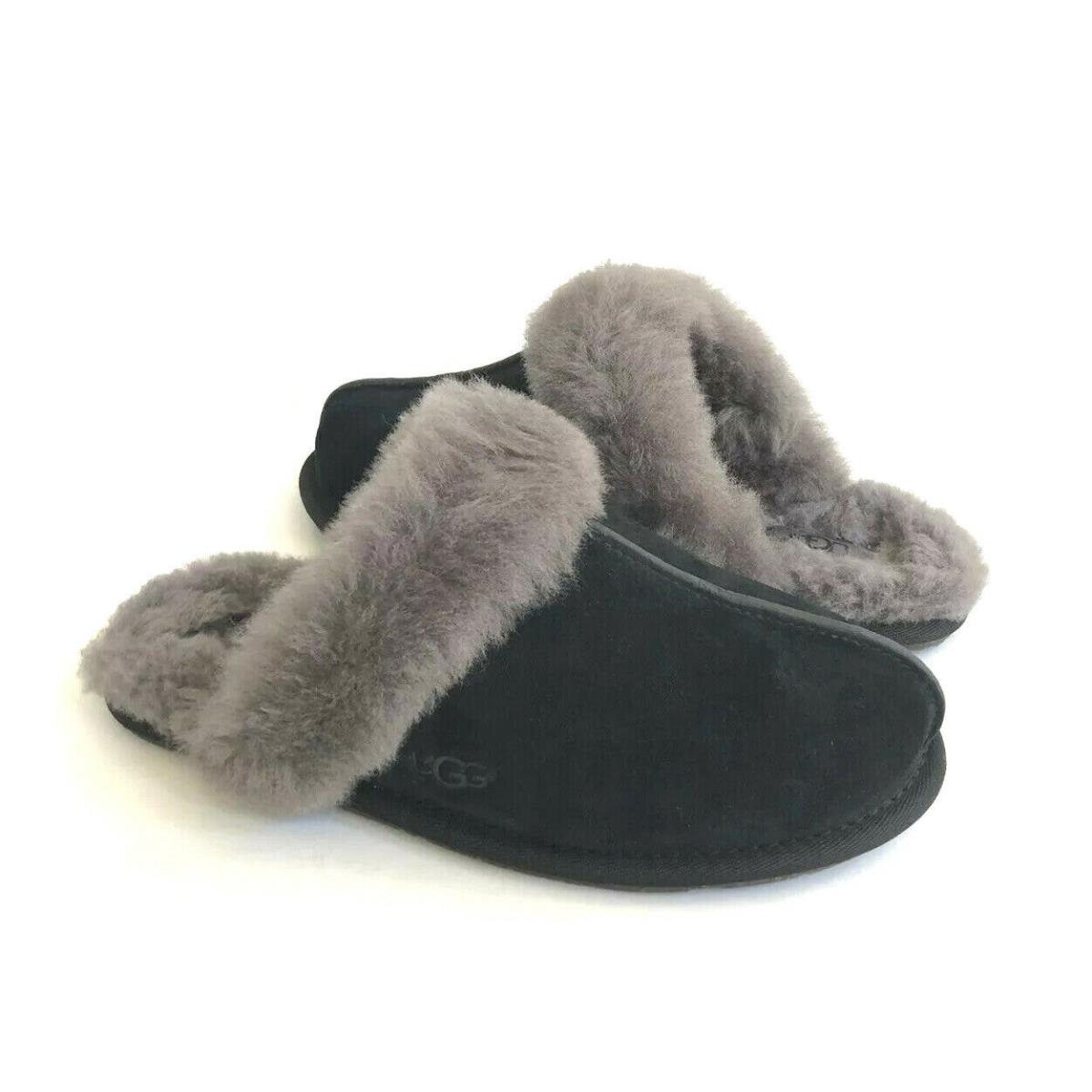 Ugg Scuffette II Black Grey Shearling Lined Slippers US 12 / EU 43 / UK 10