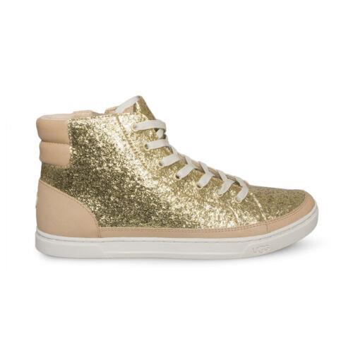 Ugg Gradie Glitter Gold Leather Lace UP Womens Shoes Size US 9.5/UK 8