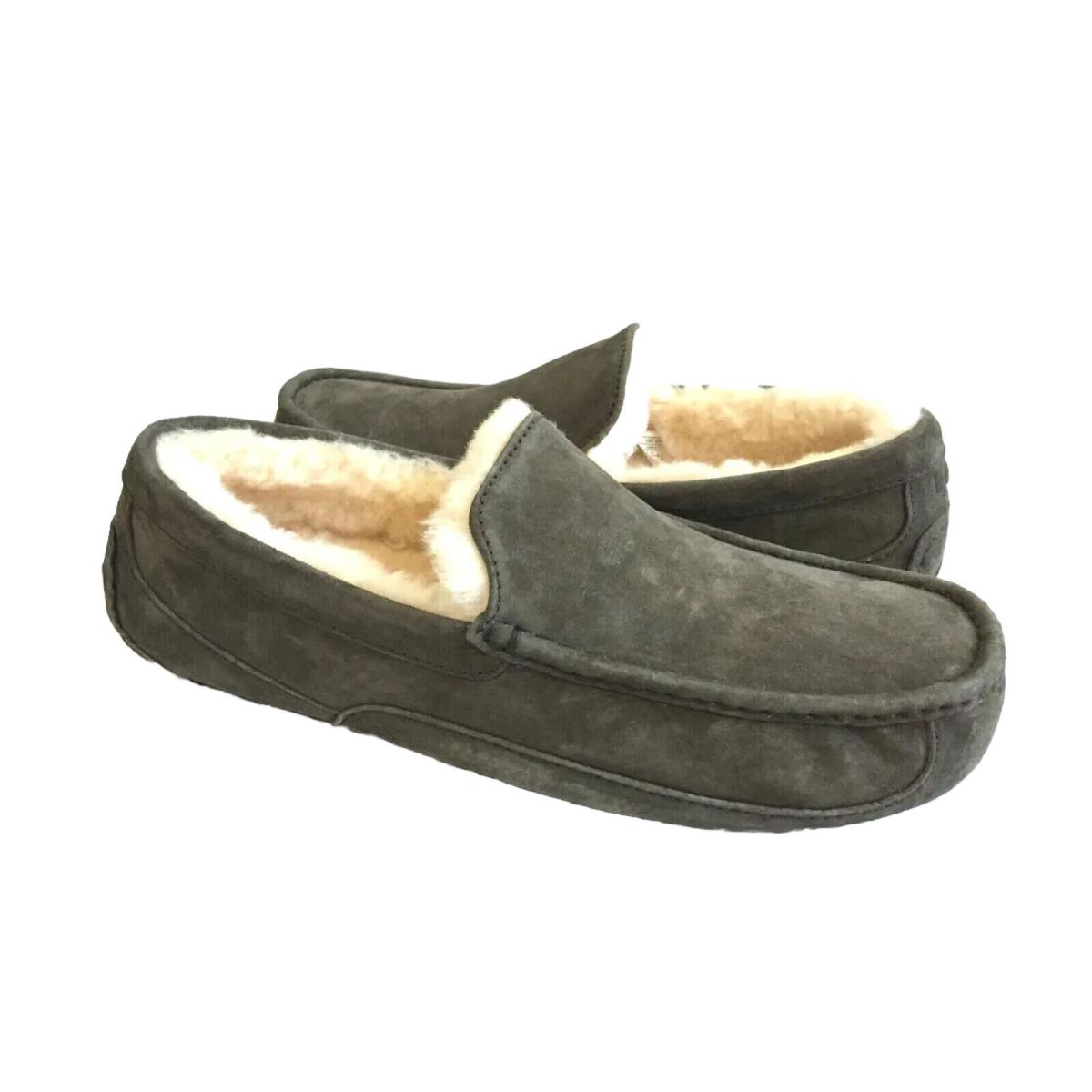 Ugg Ascot Charcoal Suede Shearling Lined Moccasin Shoe US 10 3E / EU 43 / UK 9