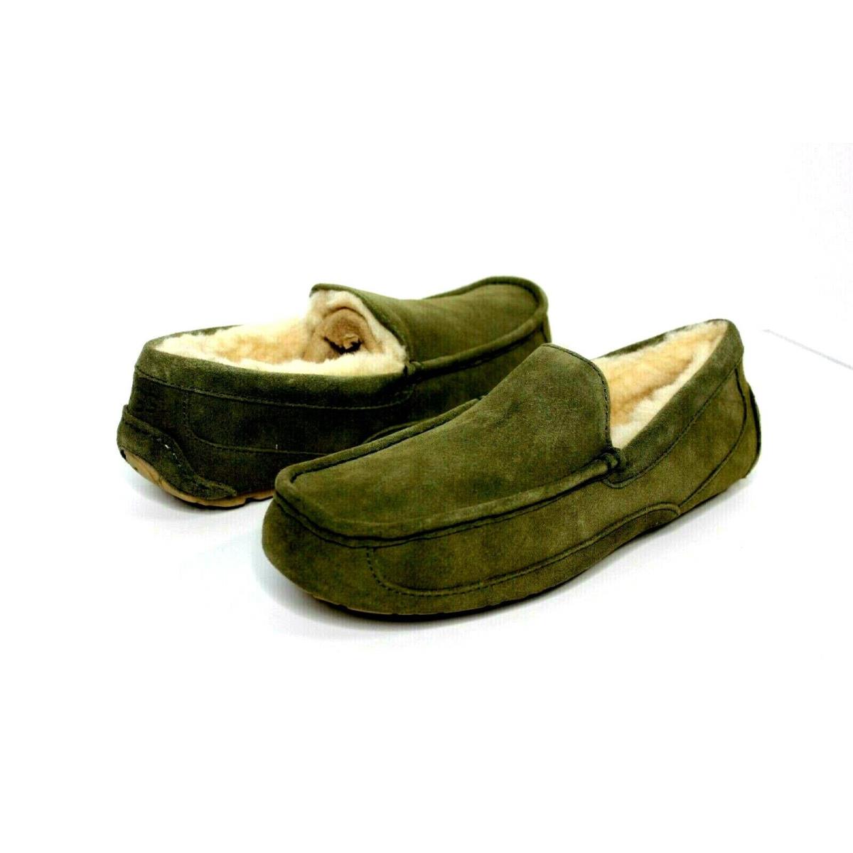 Ugg Mens Ascot Moss Green Color Suede Wool Slipper Shoe Size 9 US