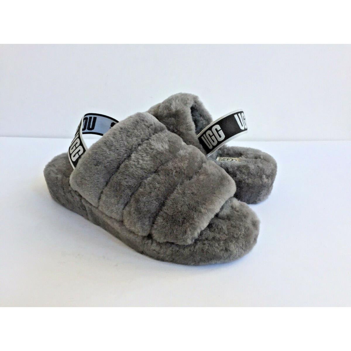 Ugg Fluff Yeah Slide Charcoal Mocassin Slip ON Sandal US 7 / EU 38 / UK 5