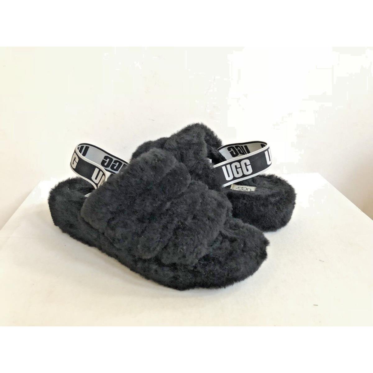 Ugg Fluff Yeah Slide Black Mocassin Slip ON Sandal US 6 / EU 37 / UK 4