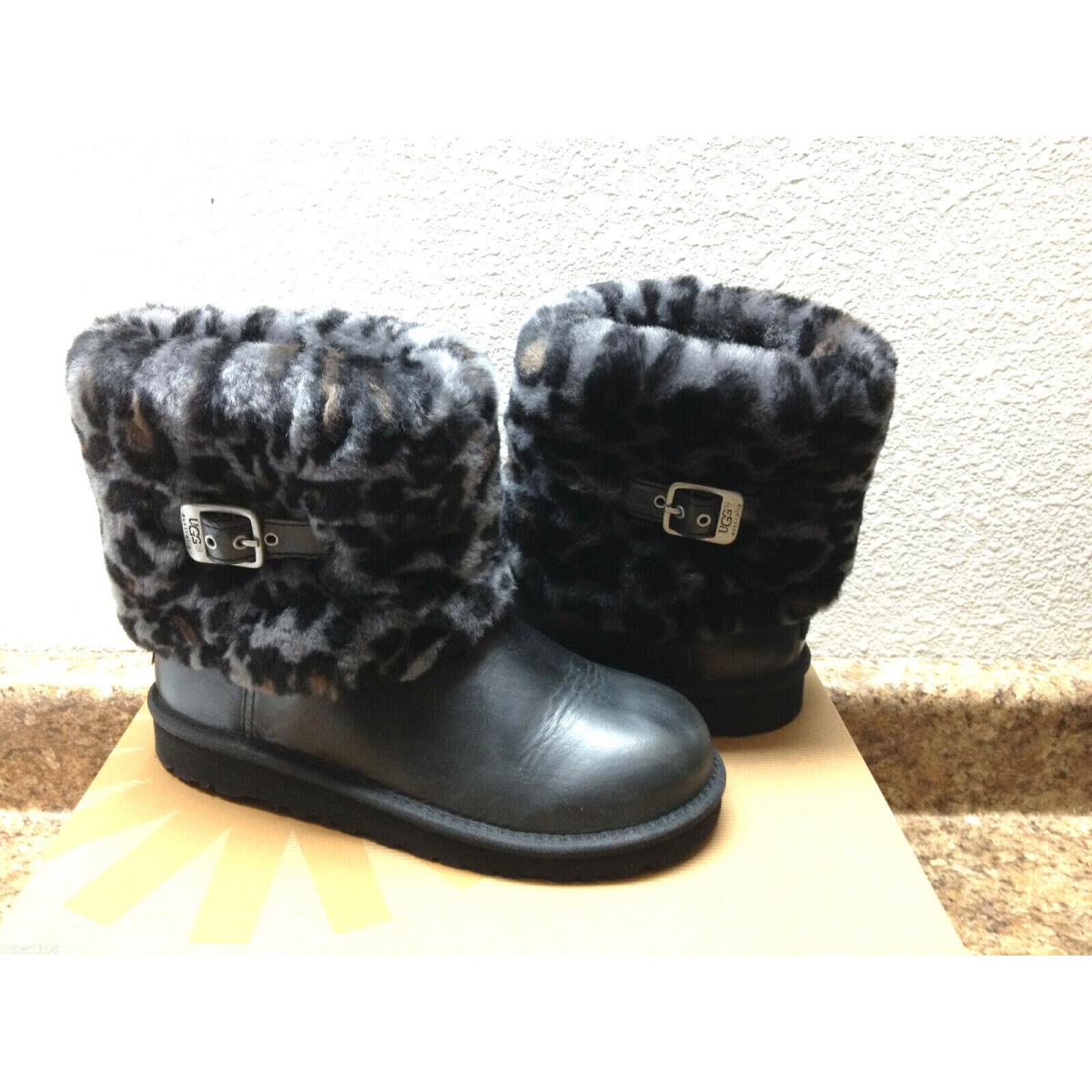 Ugg Ellee Animal Leopard Black Maylin Kid Youth US 3 Fit Wmn US 5 /eu 36 / UK3.5