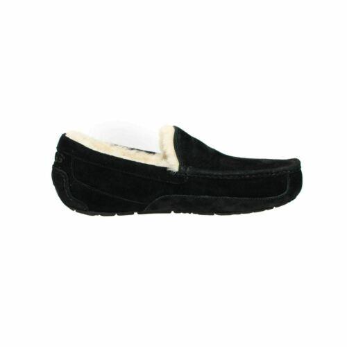 Ugg Ascot Black Suede Moccasin Sheepskin Men`s Slippers Shoes Size US 12