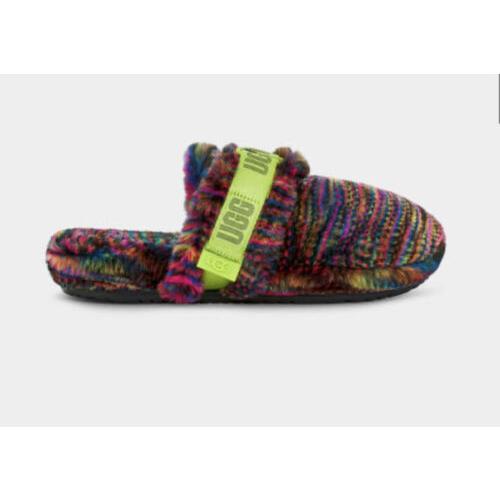 Ugg Fluff It Pixelate Fur Mens Slides Shoes Size 10 Multicolor RN 88276