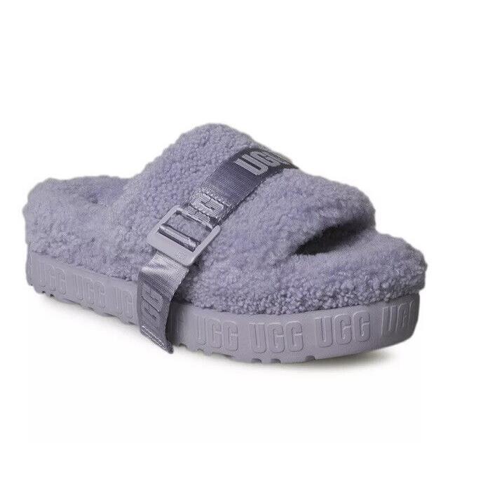 Box Ugg Fluffita Slides Light Purple Shearling Platform Sandals Size 9