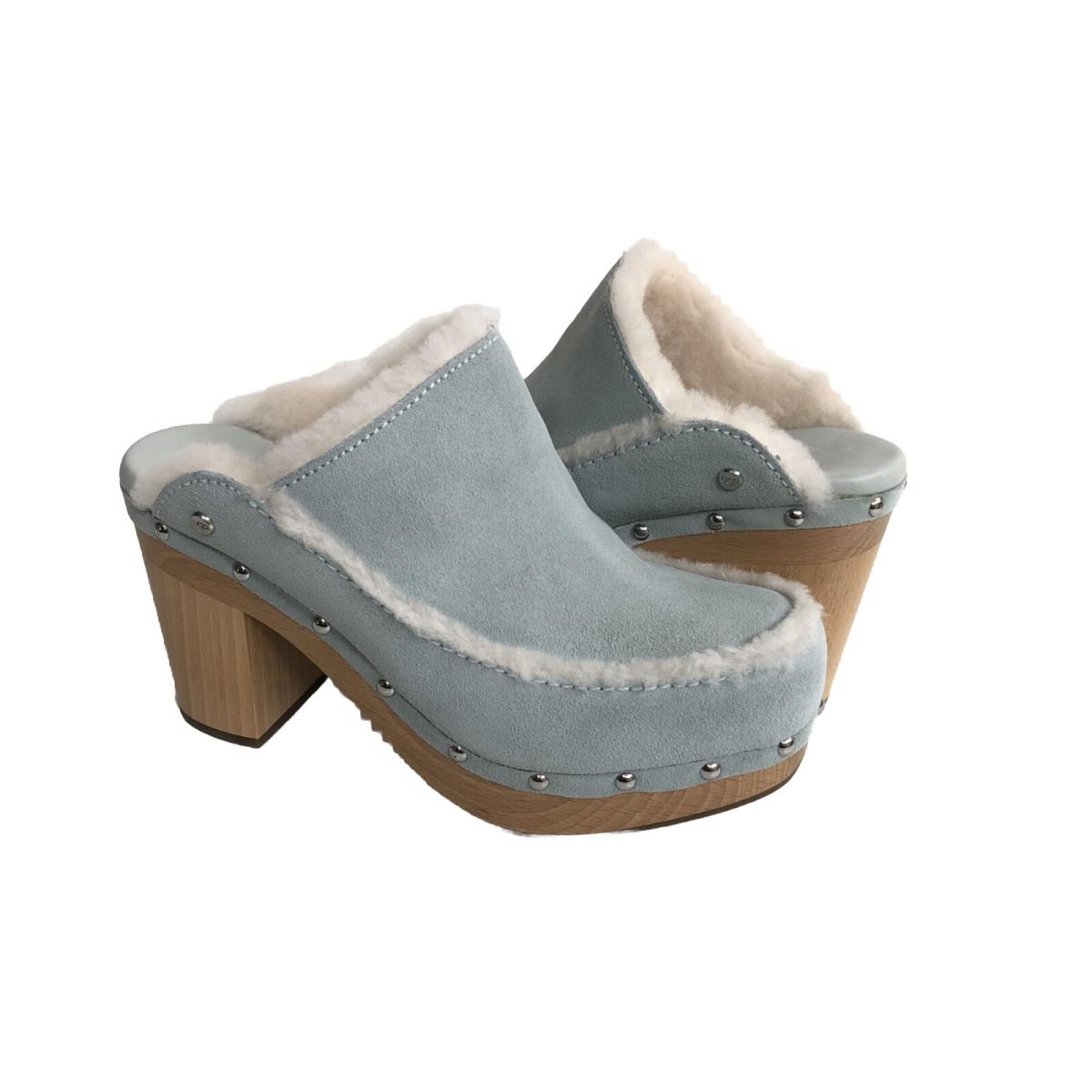 Ugg Aubriana Sky Grey Gray Suede Clog Heel Shoe US 9 / EU 40 / UK 7