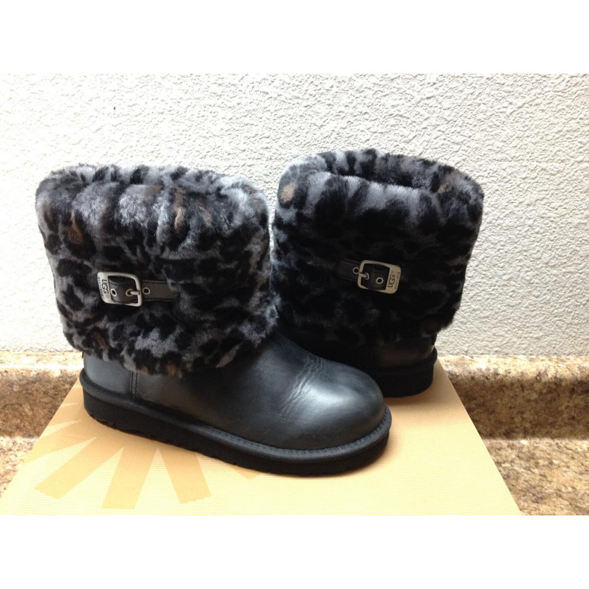 Ugg Ellee Animal Leopard Black Maylin Kid Youth US 4 Fit Wmn US 6 / EU 37/UK 4.5