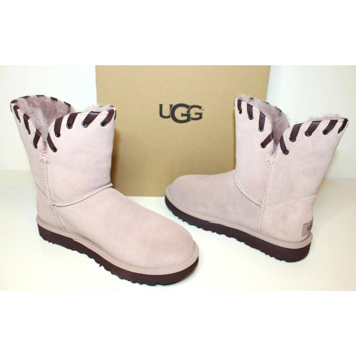 Ugg Australia 1018627 Dus 9 Women Aidah Suede Sheepskin Boots Shoes Dusk Pink 9