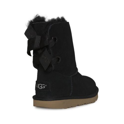 Ugg Customizable Bailey Bow II Black Leather Toddler/youth Boots Size US 4