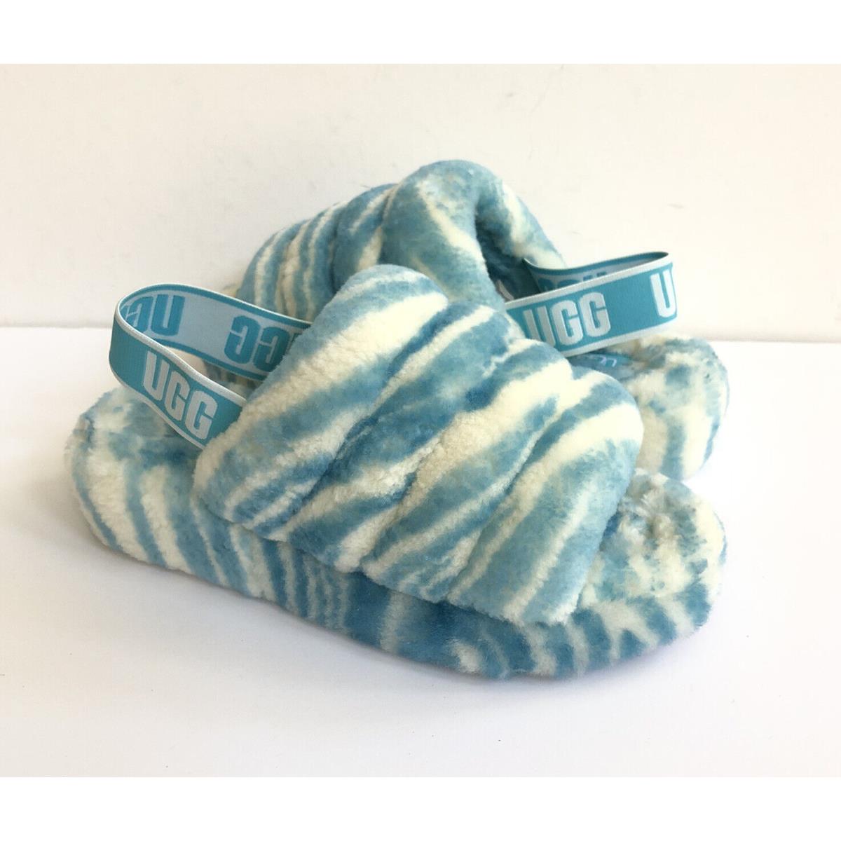 Ugg Fluff Yeah Slide Zebra Clear Water Mocassin Slip ON Sandal US 7 /eu 38 /uk 5