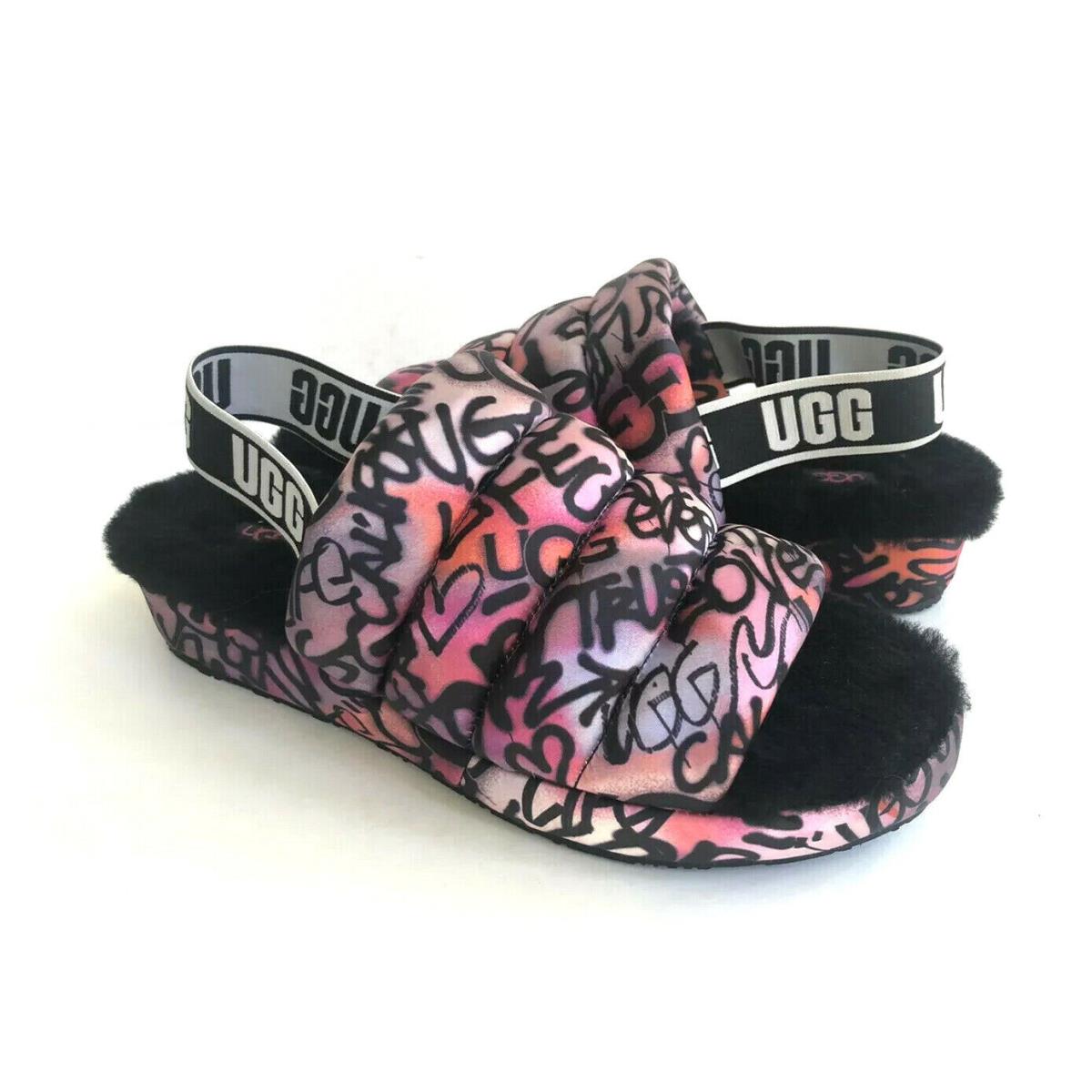 Ugg Puff Yeah Pop Graffiti Multi Mocassin Slip ON Sandal US 7 / EU 38 / UK 5