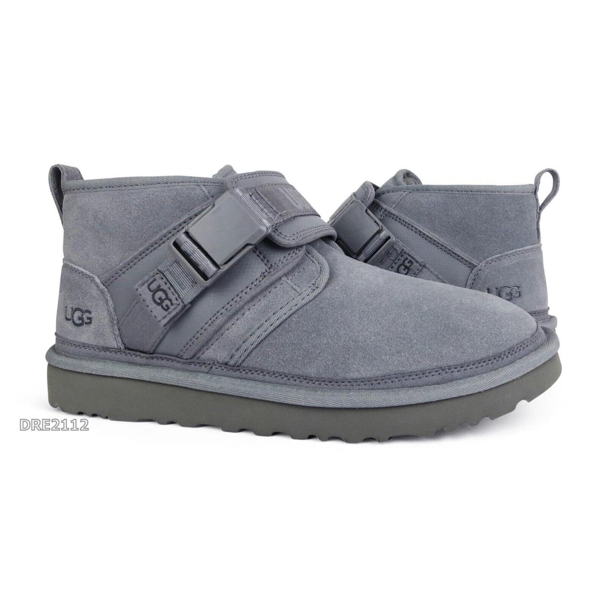 Ugg Neumel Snapback Metal Suede Fur Shoes Mens Size 10 - Gray