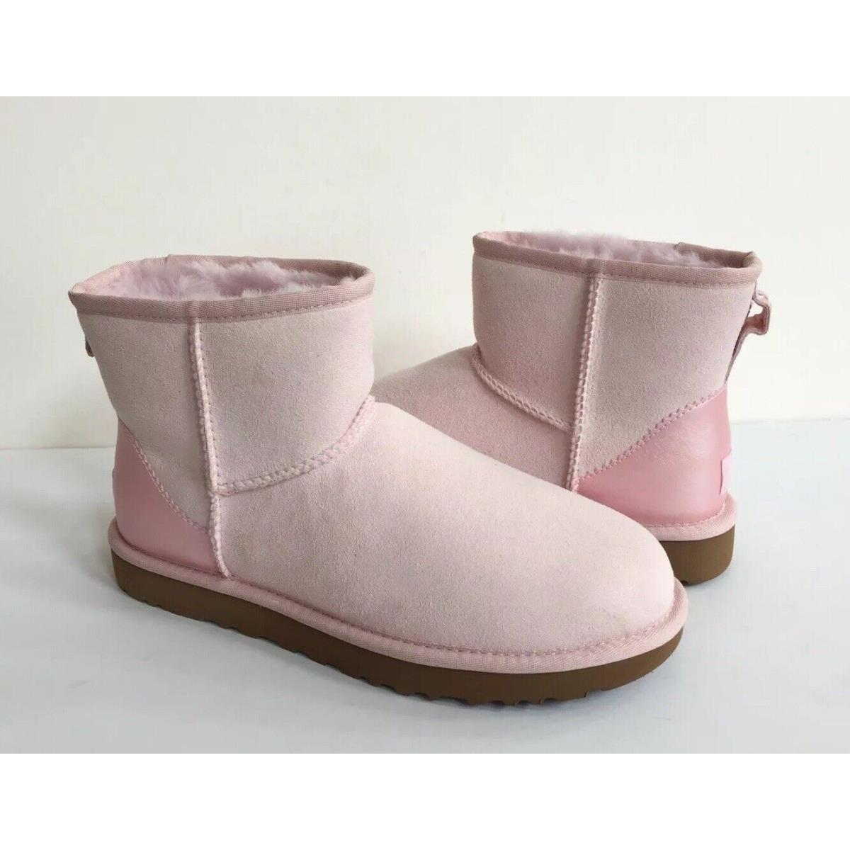 Ugg Classic Mini II Metallic Seashell Pink Water Resistant Boot US 8/EU 39 /uk 6