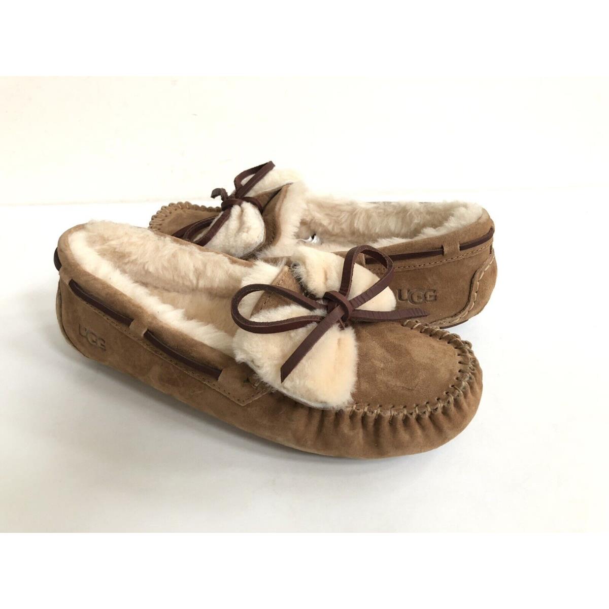 Ugg Dakota Double Bow Chestnut Shearling Moccasin Slippers US 7 / EU 38 / UK 5