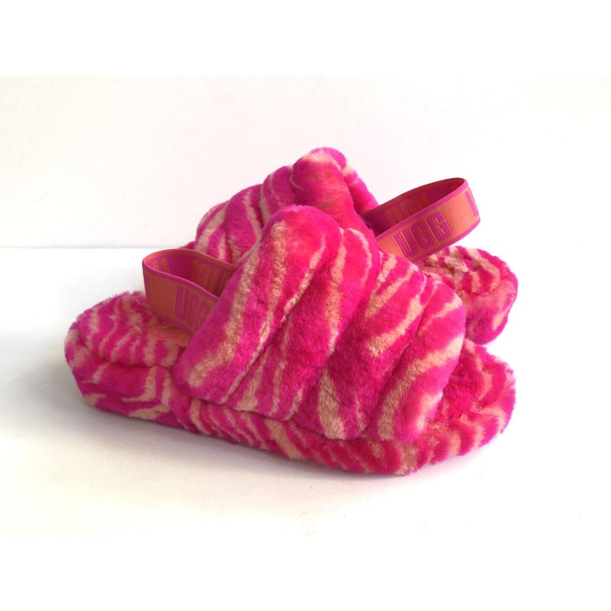 Ugg Fluff Yeah Slide Zebra Rock Rose Mocassin Sandal US 10 / EU 41 / UK 8