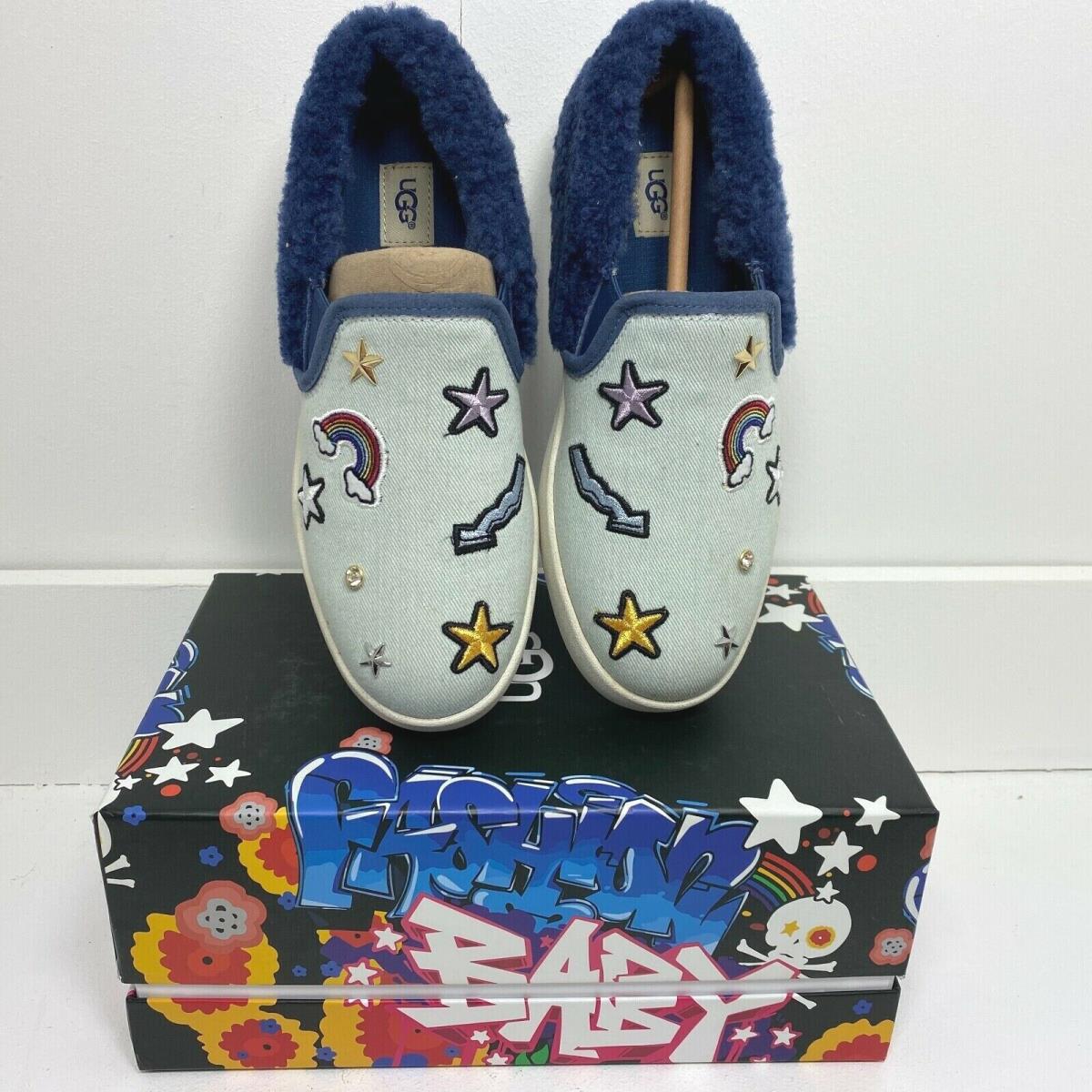 Ugg Australia Kids Patch It Slip On Bleach Denim Bling 1093149K Fits Women Size7