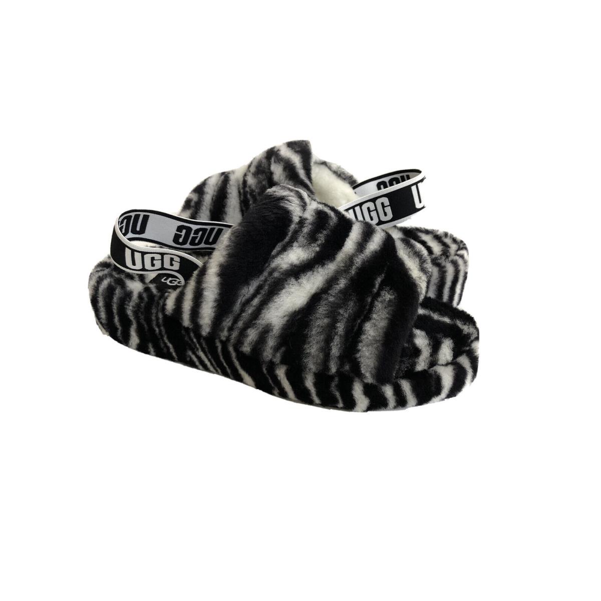 Ugg Fluff Yeah Slide Zebra Black White Mocassin Sandal US 8 / EU 39 / UK 6