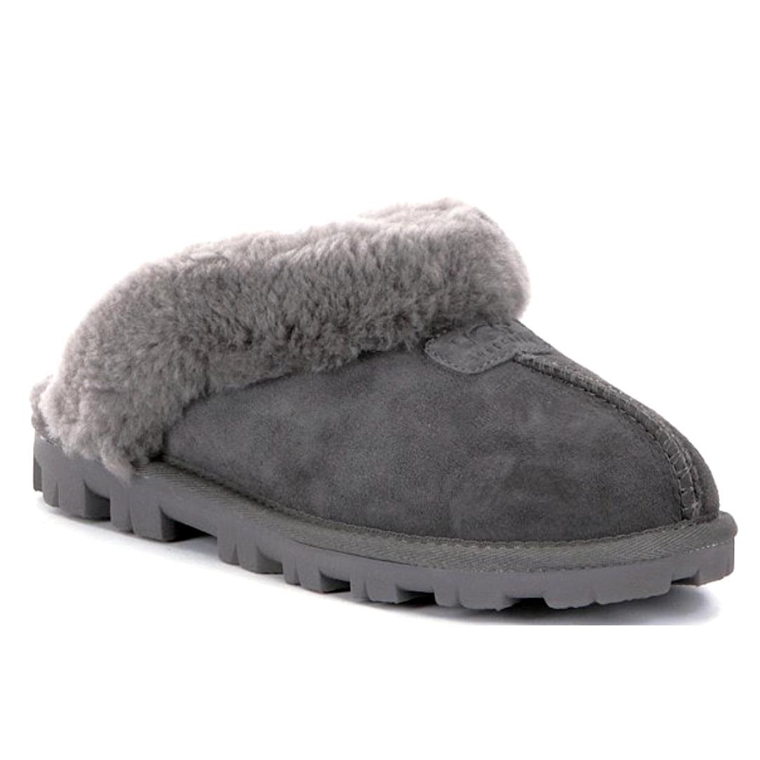 Ugg Coquette Gray Size US 6 Women Suede Sheepskin Slip-ons Slippers Shoes