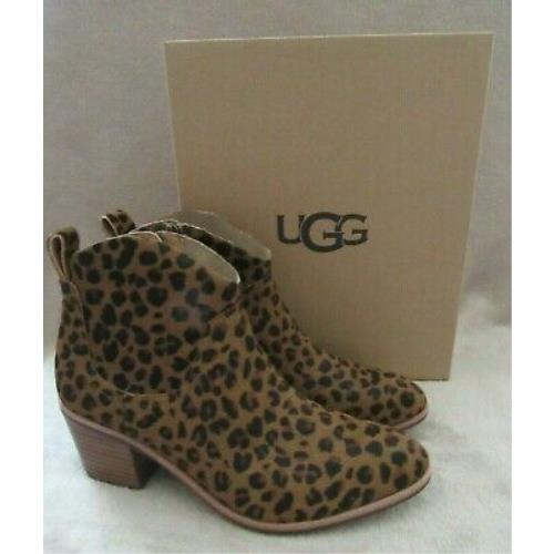 Ugg 1113426 Kingsburg Leopard Calf Hair Leather Boots Shoes US 8.5 Eur 39.5