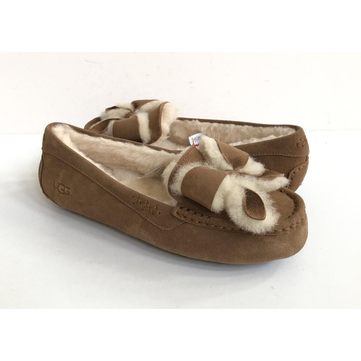 Ugg Ansley Heritage Bow Chestnut Shearling Moccasin Shoe US 11 / EU 42 / UK 9