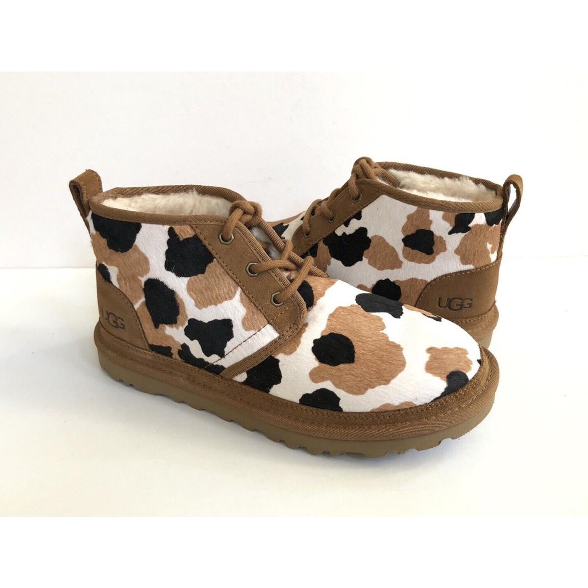 Ugg Men Neumel Cow Print Chestnut Shearling Suede Shoe US 12 / EU 45 / UK 11