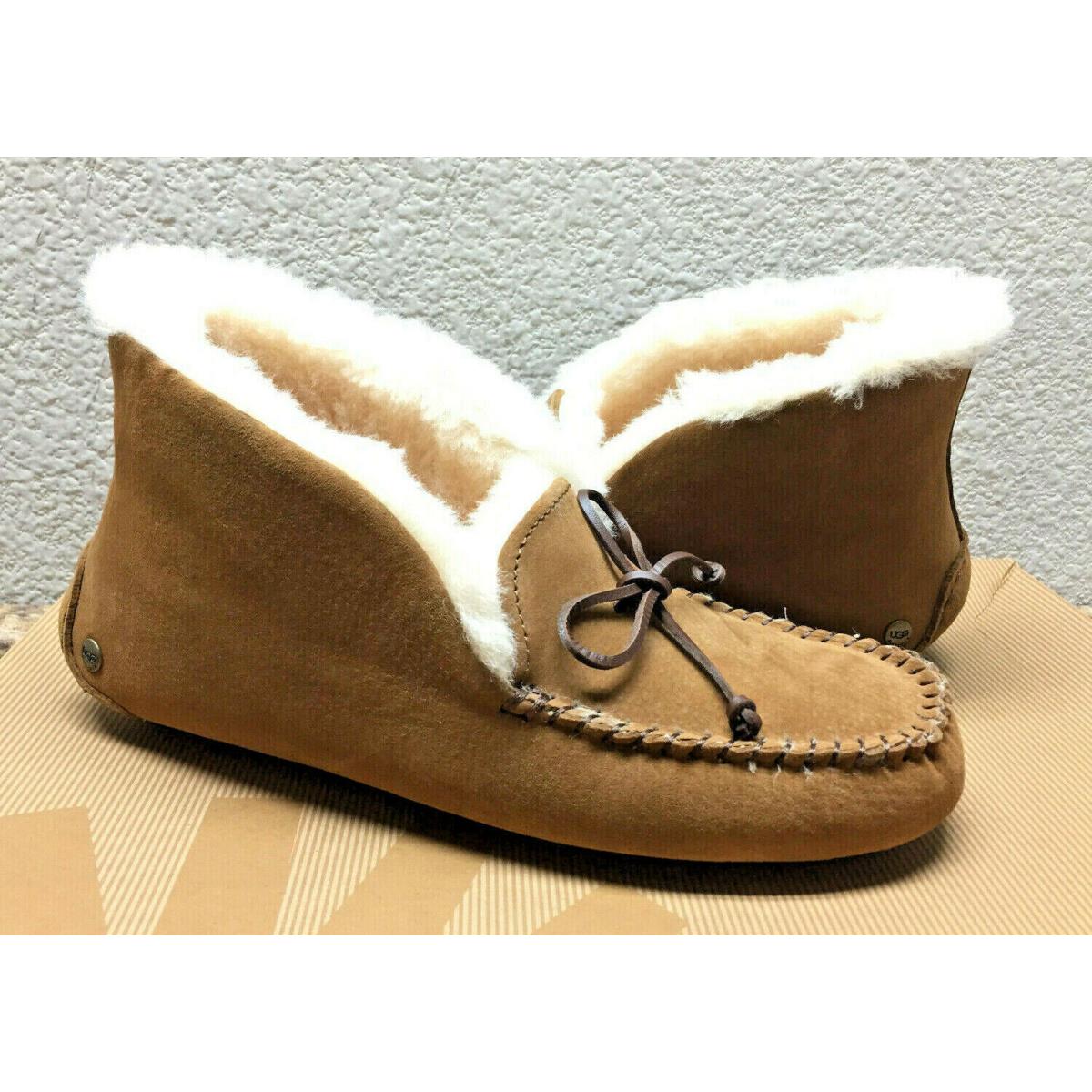 Ugg Alena Chestnut Shearling Lined Moccasin Slippers US 6 / EU 37 / UK 4.5