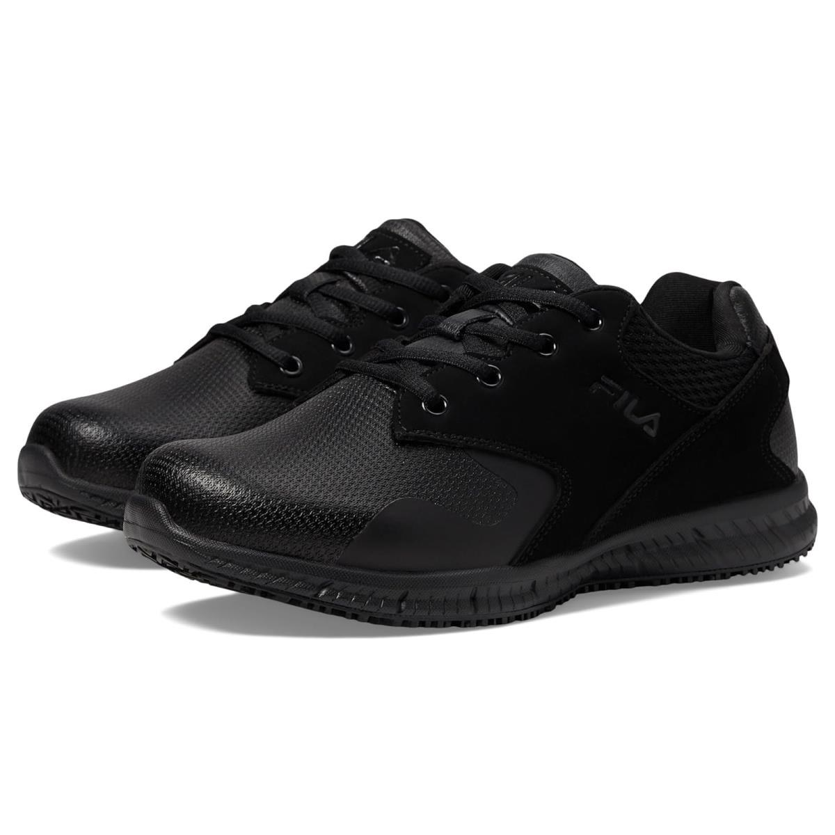 Woman`s Sneakers Athletic Shoes Fila Memory Layers Slip Resistant Black/Black/Black