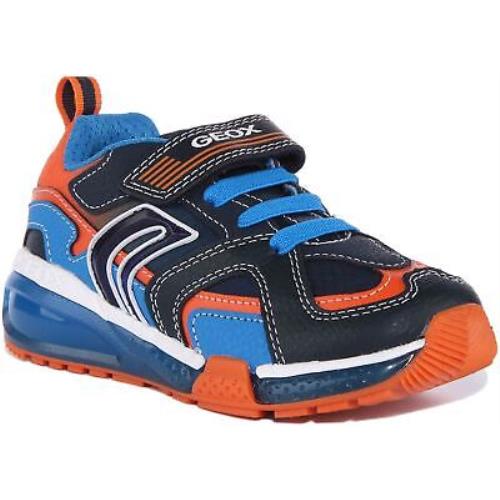 Geox J Bayonyc Single Strap Light Up Shoes Navy Red Kids US 0.5C - 13.5C