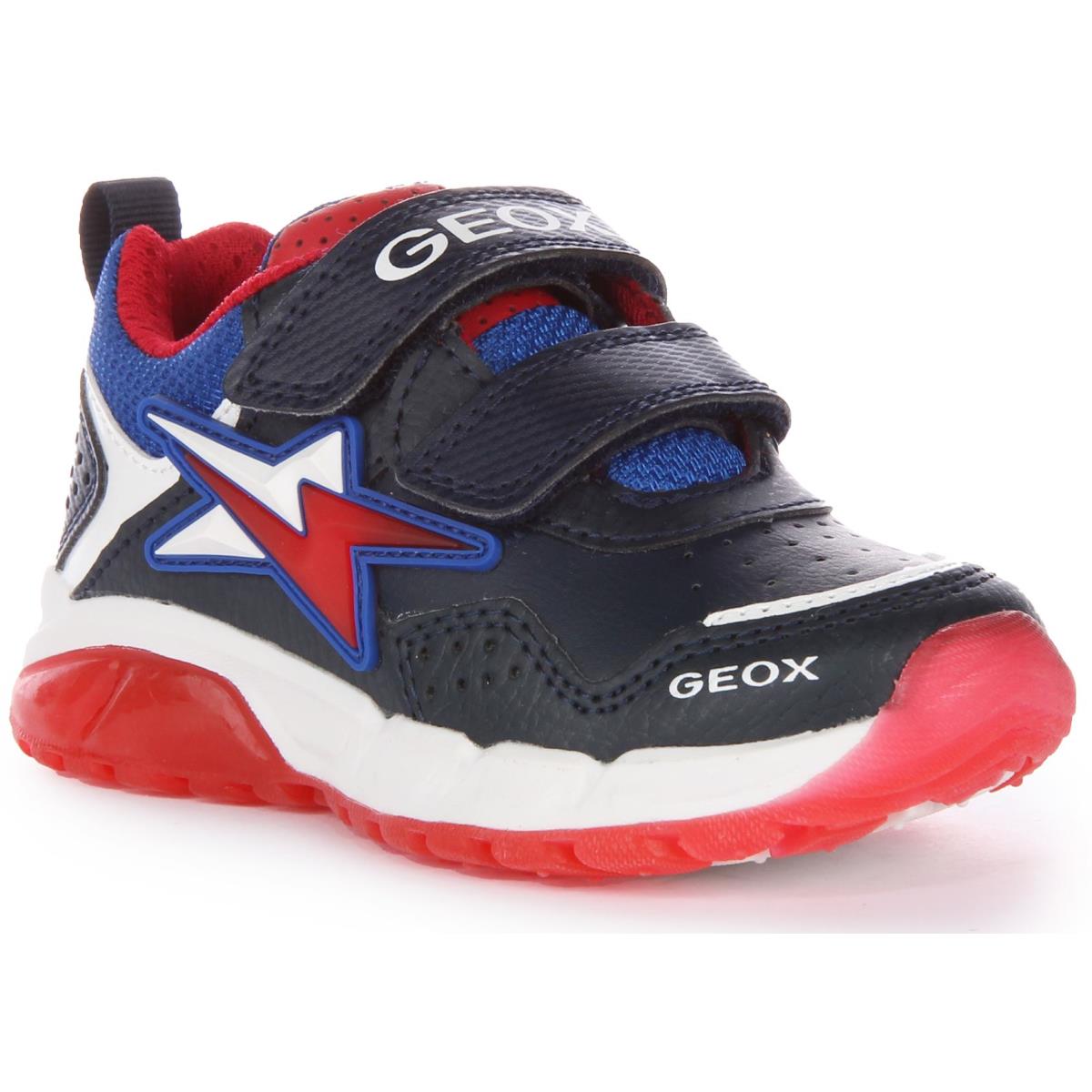 Geox J Spaziale Light Up Strap Shoe Navy Red Kids Size US US 0.5C - 13.5C NAVY RED